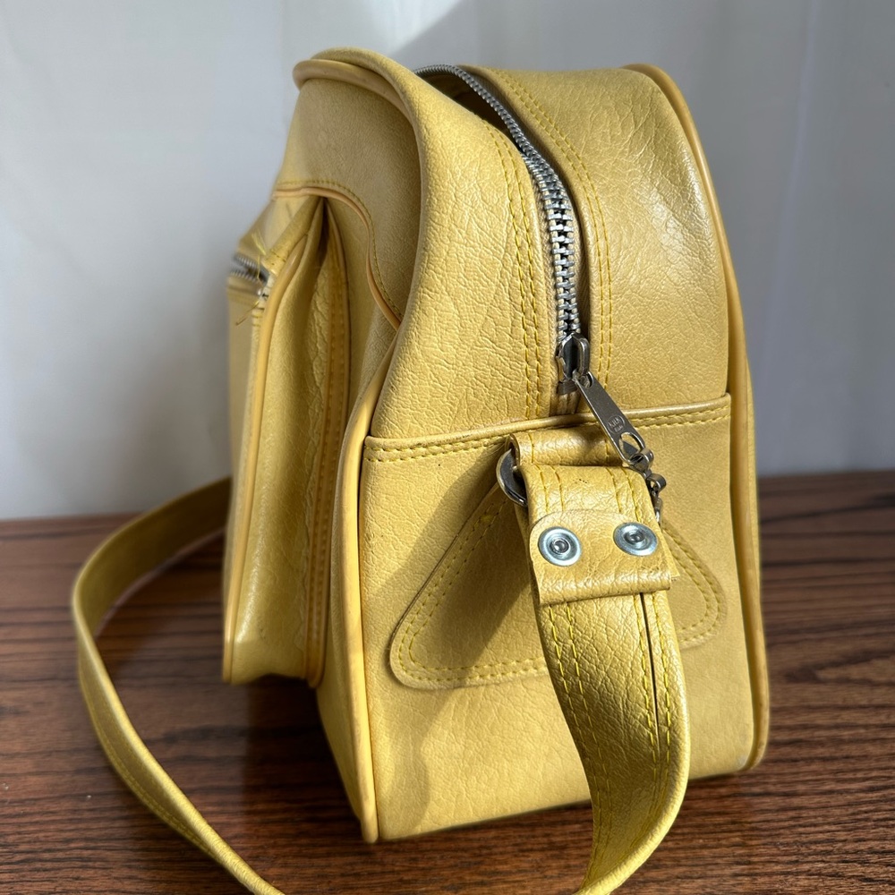Vintage 1970s American Tourister Yellow Crossbody Bag Genuine Leather